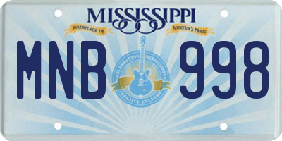 MS license plate MNB998