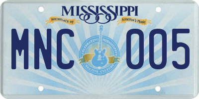 MS license plate MNC005