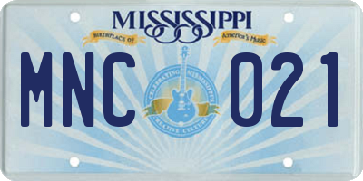 MS license plate MNC021