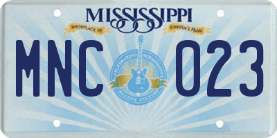 MS license plate MNC023