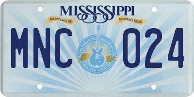 MS license plate MNC024