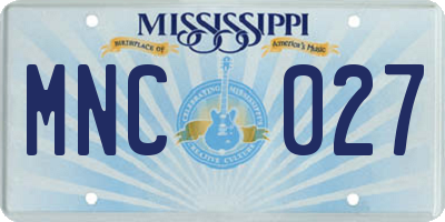 MS license plate MNC027