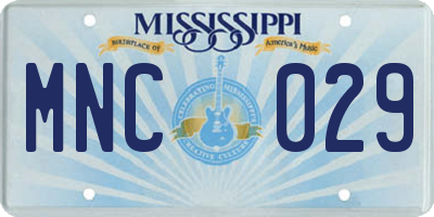 MS license plate MNC029