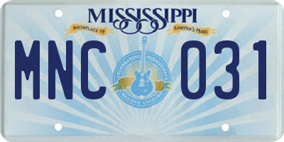 MS license plate MNC031