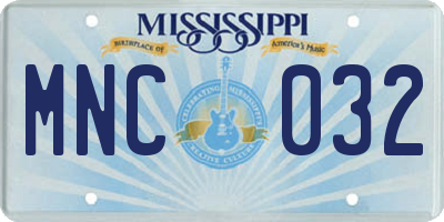 MS license plate MNC032