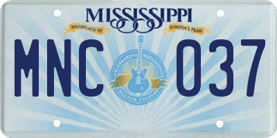MS license plate MNC037