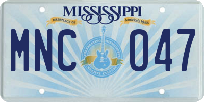 MS license plate MNC047