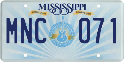 MS license plate MNC071