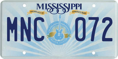 MS license plate MNC072