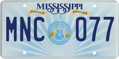 MS license plate MNC077