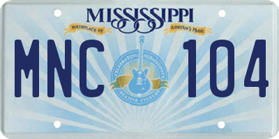 MS license plate MNC104