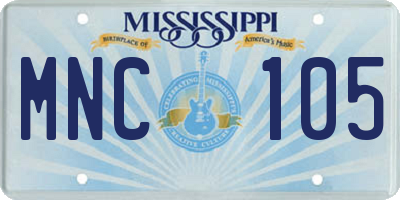 MS license plate MNC105