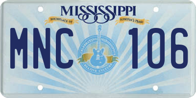 MS license plate MNC106