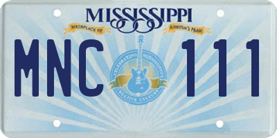 MS license plate MNC111