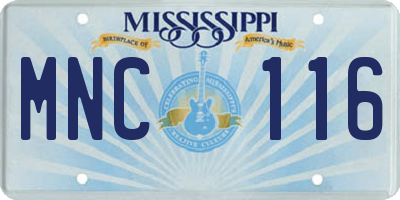 MS license plate MNC116