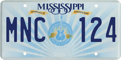 MS license plate MNC124