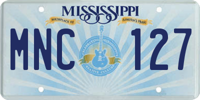 MS license plate MNC127