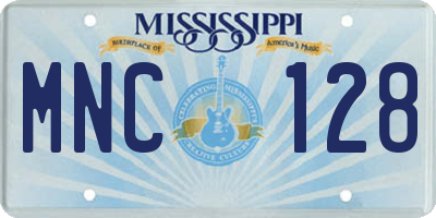 MS license plate MNC128