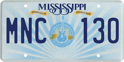 MS license plate MNC130