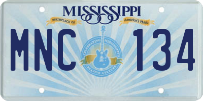 MS license plate MNC134
