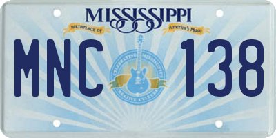 MS license plate MNC138