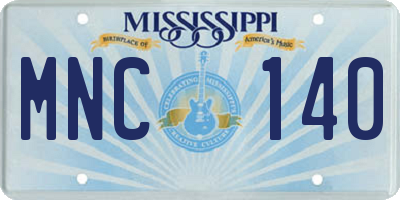 MS license plate MNC140