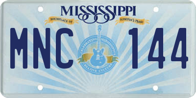 MS license plate MNC144