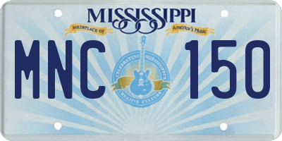 MS license plate MNC150