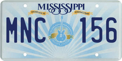 MS license plate MNC156