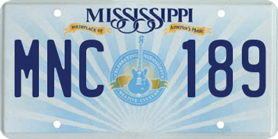 MS license plate MNC189