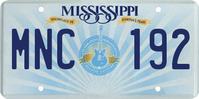 MS license plate MNC192