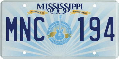 MS license plate MNC194