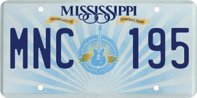 MS license plate MNC195