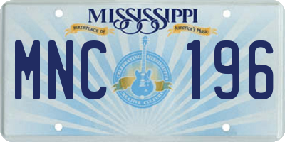 MS license plate MNC196