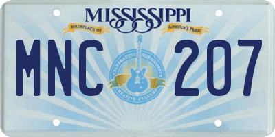 MS license plate MNC207