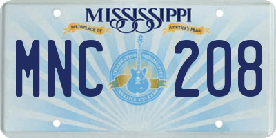 MS license plate MNC208