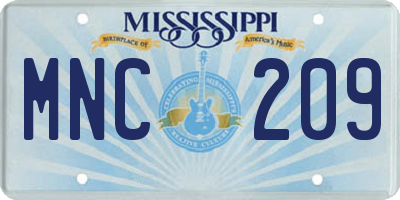 MS license plate MNC209
