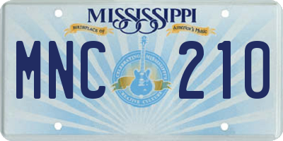 MS license plate MNC210
