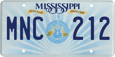 MS license plate MNC212