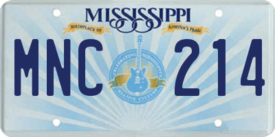 MS license plate MNC214