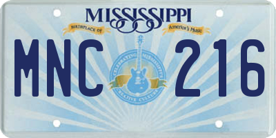 MS license plate MNC216