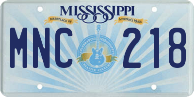 MS license plate MNC218
