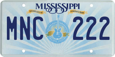 MS license plate MNC222
