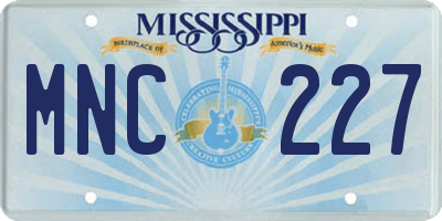 MS license plate MNC227