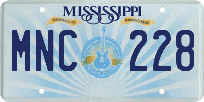 MS license plate MNC228