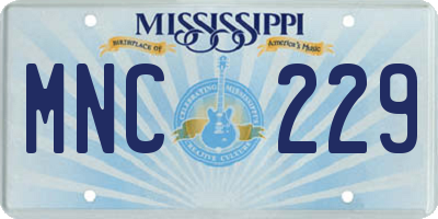 MS license plate MNC229