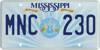 MS license plate MNC230