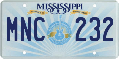 MS license plate MNC232