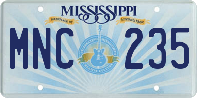 MS license plate MNC235