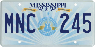 MS license plate MNC245